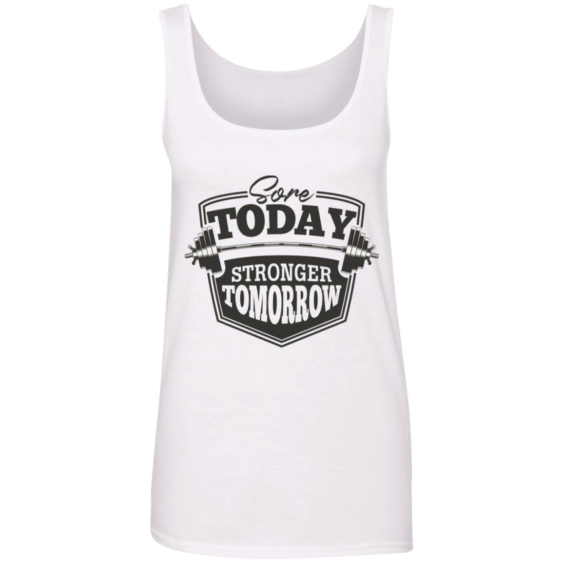 Sore Today Stronger Tomorrow, White, Ladies Tank Top