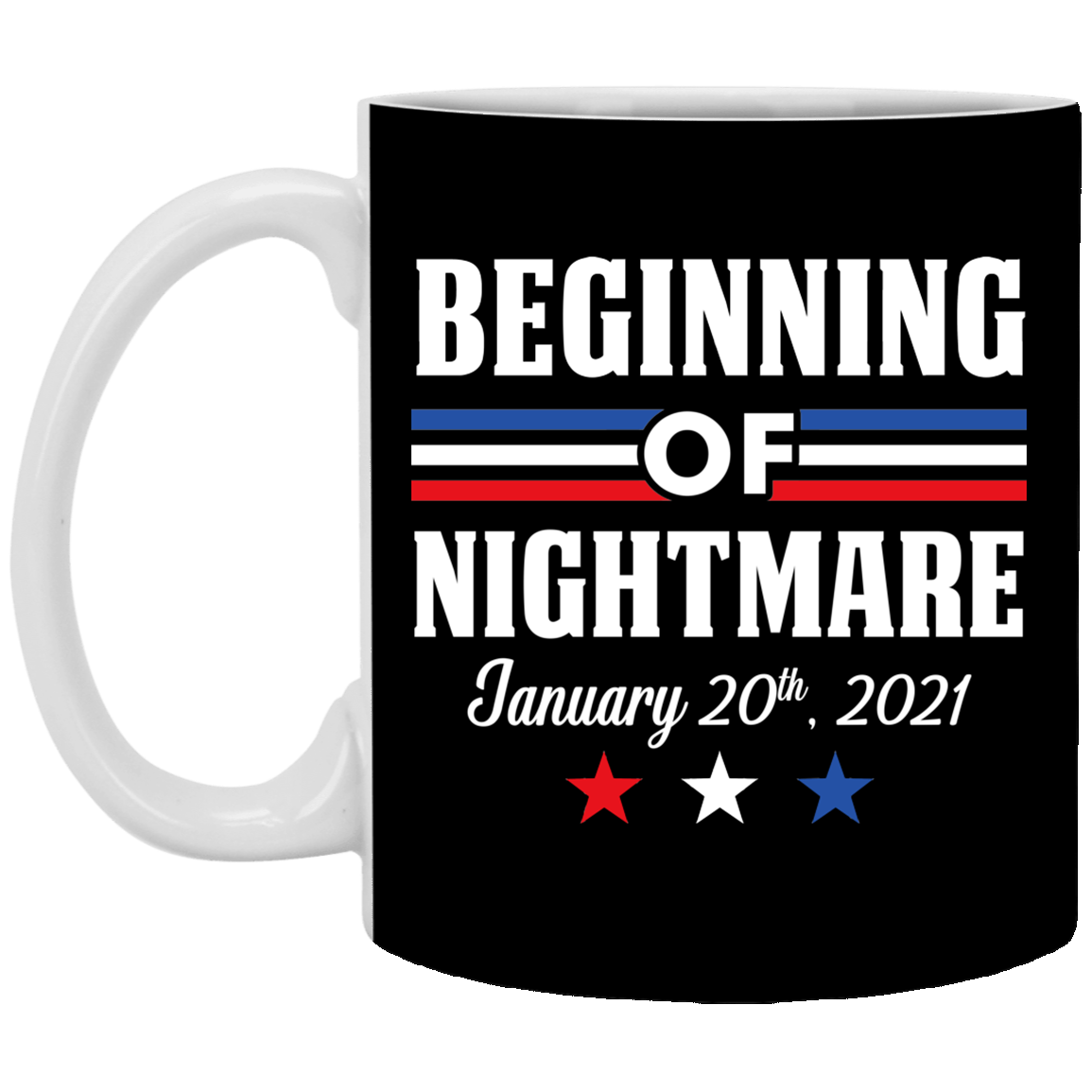 Biden Not My President Beginning of Nightmare Inauguration 2021 Ceramic Coffee Mug - Water Bottle, Black, 11 oz. White Mug Biden Not My President Beginning of Nightmare Inauguration 2021 Ceramic Coffee Mug - Water Bottle, Black, 11 oz. White Mug