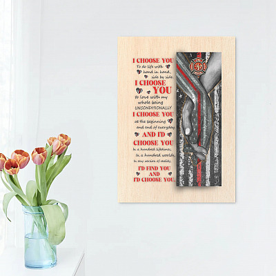 Alternative view of Firefighter I Choose You To Do Life With Hand In Hand Side By Side Couple Framed Canvas Prints - Unframed Poster