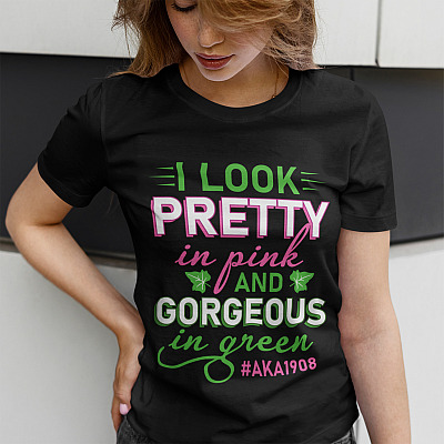 Alternative view of Kamala Harris I Look Pretty in Pink and Gorgeous in Green Aka Sorority 1908 T-Shirt - V Neck