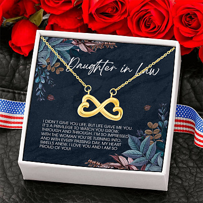 To My Daughter In Law I Didn't Give You Life But Life Give Me You Infinity Heart Pendant Necklace