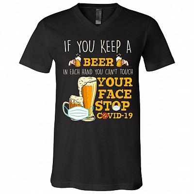 Each Hand You Can't Touch Your Face, Black, V-Neck T-Shirt
