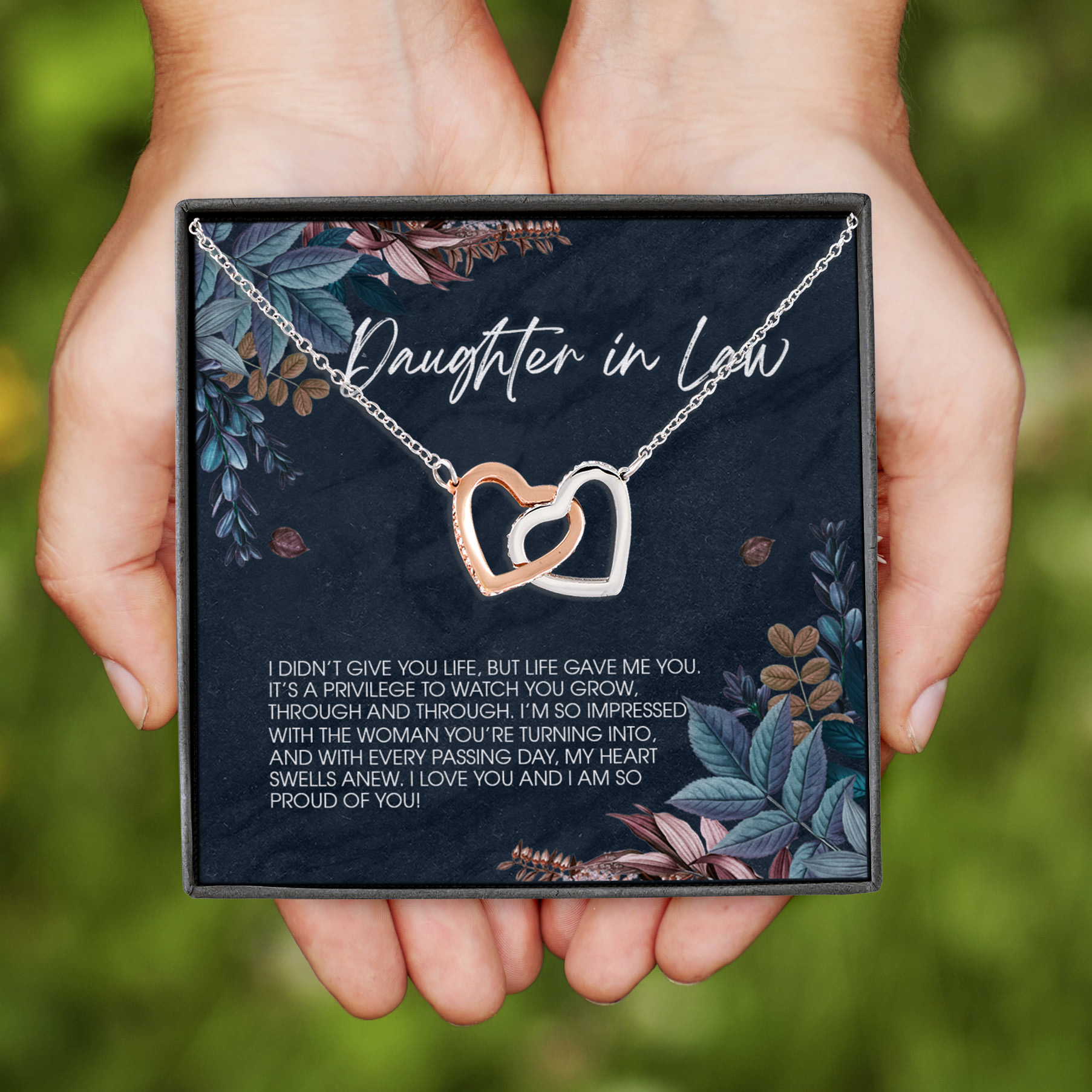 3NH_ Life Gift daughter in law Interlocking Hearts Necklace