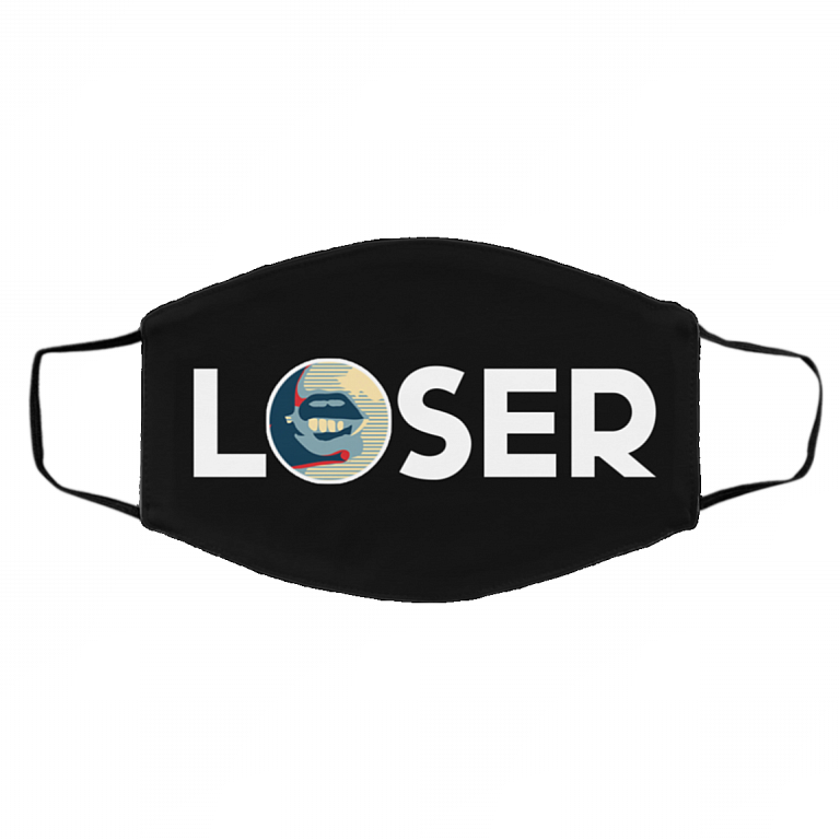 Trump 2021 Loser Washable Reusable Custom Printed Cloth Face Mask Cover - Anti Trump 2021 Face Mask, Black, Cloth Face Cover – Medium/Large