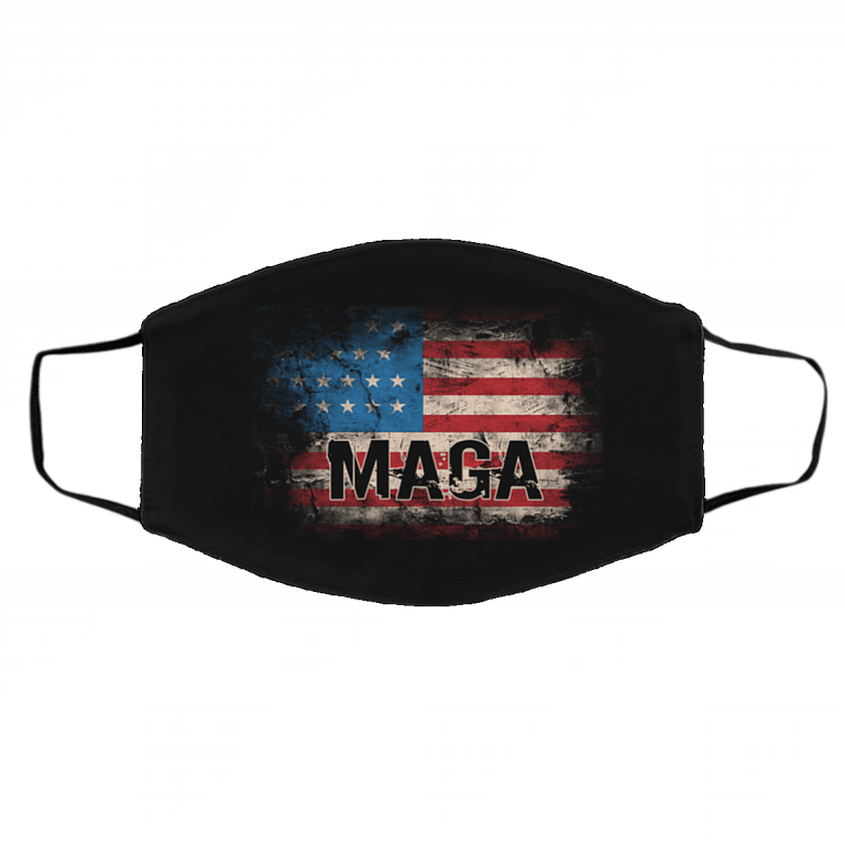 MAGA Trump Washable Reusable Custom Printed Cloth Face Mask Cover - Anti Biden Face Mask, White, Cloth Face Cover – Medium/Large