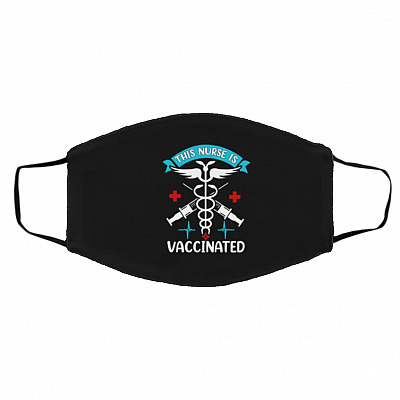 This Nurse Is Vaccinated Face Mask, White, Cloth Face Cover – Medium/Large