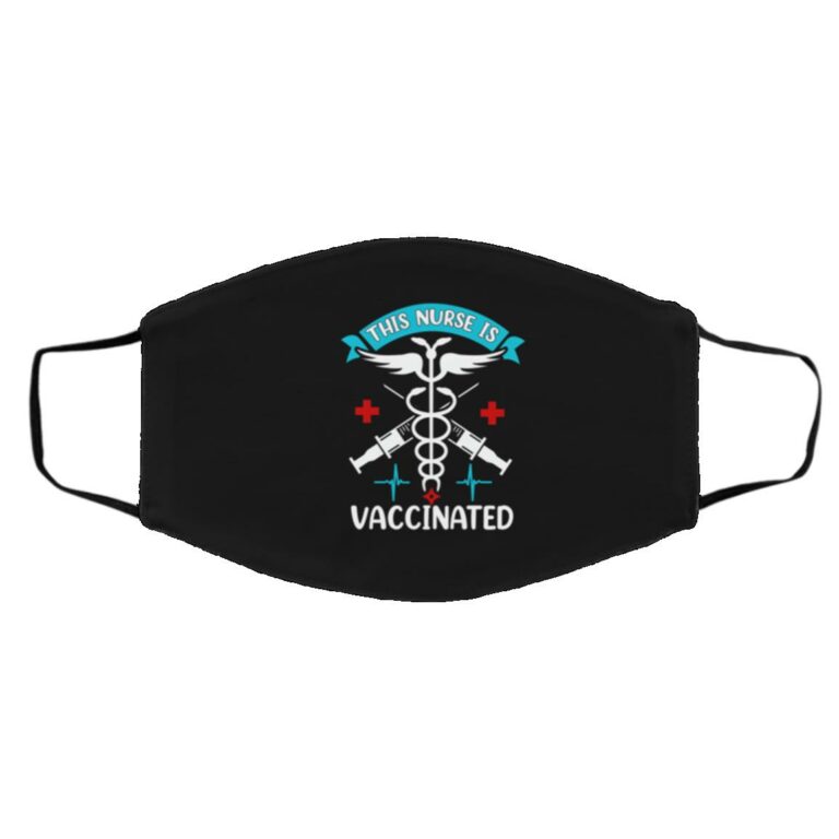 This Nurse Is Vaccinated Face Mask, White, Cloth Face Cover – Medium/Large