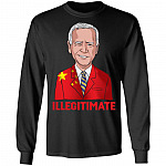 Illegitimate Joe Biden Presidential Campaign Chinese Flag Hoodie - Sweatshirt - Long Sleeve Shirt, Black, Long Sleeve