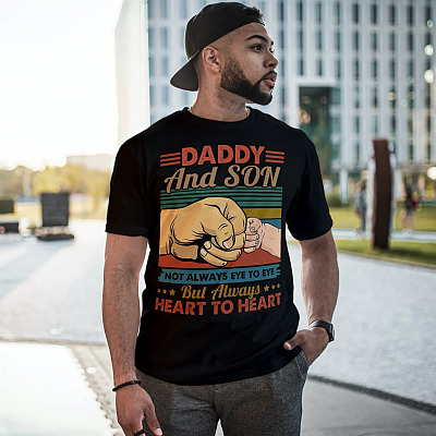 Alternative view of Vintage Daddy And Son Not Always Eye To Eye But Always Heart To Heart T-shirt - Father Son Shirt