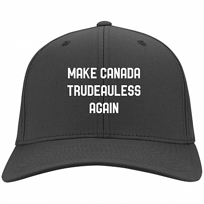 Make Canada Trudeauless Again Funny Twill Cap - High-Profile Snapback Hat - Trucker Hat - Beanie - Knit Cap, Charcoal, Twill Cap