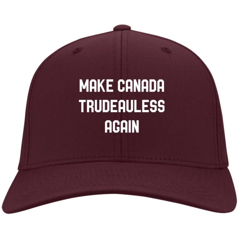 Make Canada Trudeauless Again Funny Twill Cap - High-Profile Snapback Hat - Trucker Hat - Beanie - Knit Cap, Maroon, Twill Cap