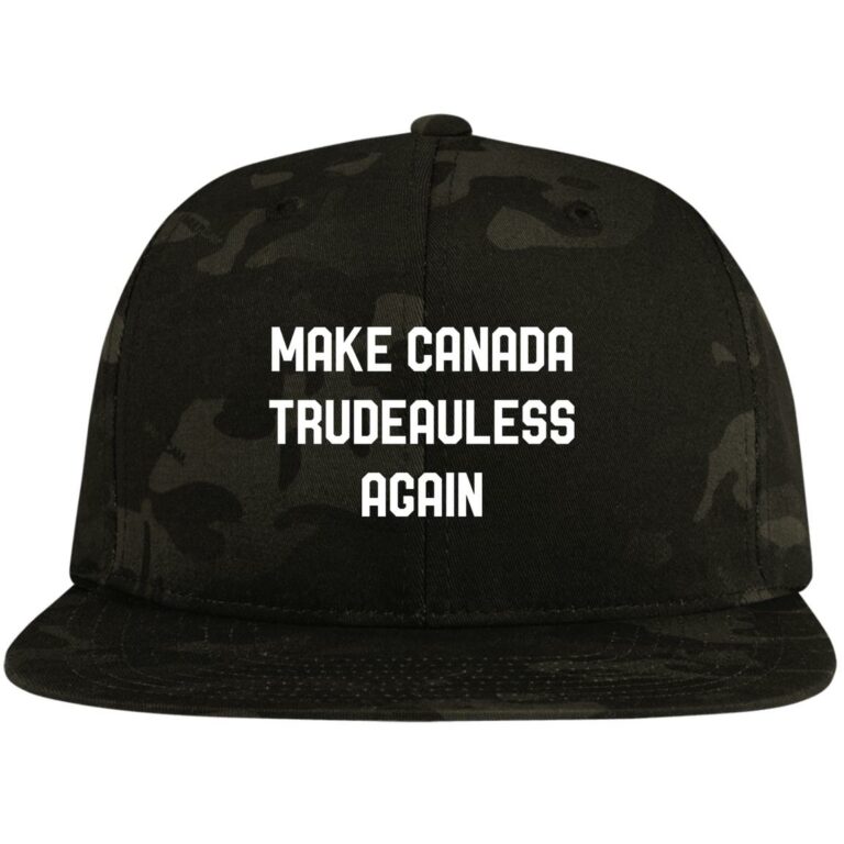 Make Canada Trudeauless Again Funny Twill Cap - High-Profile Snapback Hat - Trucker Hat - Beanie - Knit Cap, Multicam Black, Flat Bill Premium Snapback