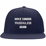 Make Canada Trudeauless Again Funny Twill Cap - High-Profile Snapback Hat - Trucker Hat - Beanie - Knit Cap, True Navy, Flat Bill Premium Snapback