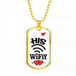 His Wifiy Her Huby Valentine's Day Geek Couple Matching Dog Tag Pendant Necklace Gifts for Her - Dog Tag (Gold Plated)