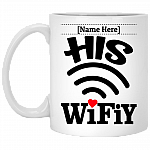 Personalized His Wifiy Her Huby Geek Couple Matching Ceramic Coffee Mug - Beer Stein - Water Bottle - Color Changing Mug, White, 11 oz. White Mug