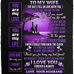 To My Wife The Day I Fell In Love With You, White, Cozy Plush Fleece Blanket - 50x60