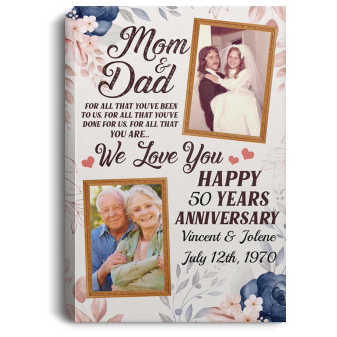 Custom Photo Golden Wedding Anniversary Wrapped Framed Canvas Prints - Unframed Poster - Home Decor Wall Art, White, 0.75'' Framed Canvas Custom Photo Golden Wedding Anniversary Wrapped Framed Canvas Prints - Unframed Poster - Home Decor Wall Art, White, 0.75'' Framed Canvas