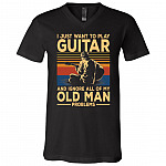 I Just Want To Play Guitar, Black, V-Neck T-Shirt