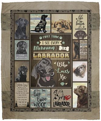 First Thing I See Every Morning Is A Labrador, White, Cozy Plush Fleece Blanket - 50x60