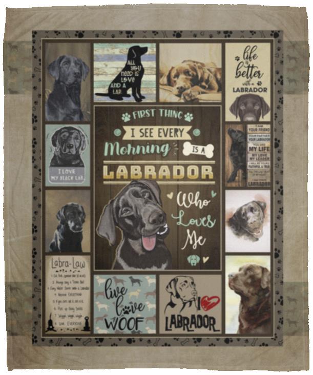First Thing I See Every Morning Is A Labrador, White, Cozy Plush Fleece Blanket - 50x60