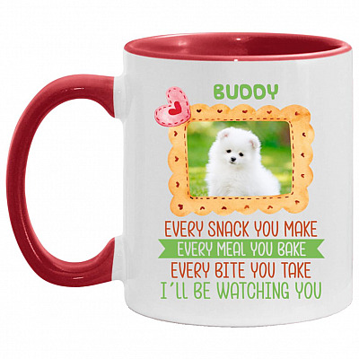 Personalized Photo Every Snack, White/Red, 11 oz. Accent Mug