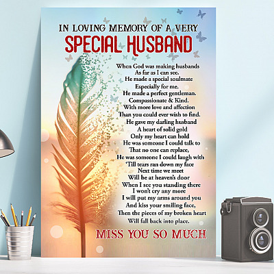 Alternative view of In Loving Memory of A Very Special Husband when God Was Making Husbands Framed Canvas - Unframed Poster