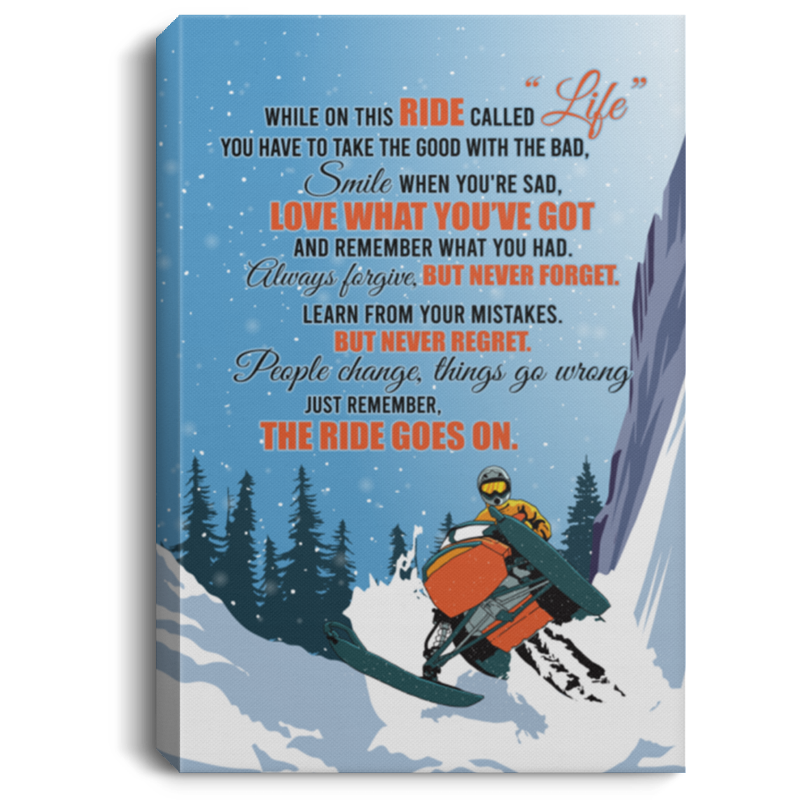 Snowmobile While On This Ride Called Life You Have To Take The Good Snocross Canvas Prints - Unframed Poster, White, 0.75'' Framed Canvas Snowmobile While On This Ride Called Life You Have To Take The Good Snocross Canvas Prints - Unframed Poster, White, 0.75'' Framed Canvas