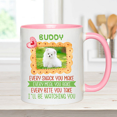Alternative view of Personalized Photo Every Snack You Make I'll Be Watching You Accent Coffee Mug