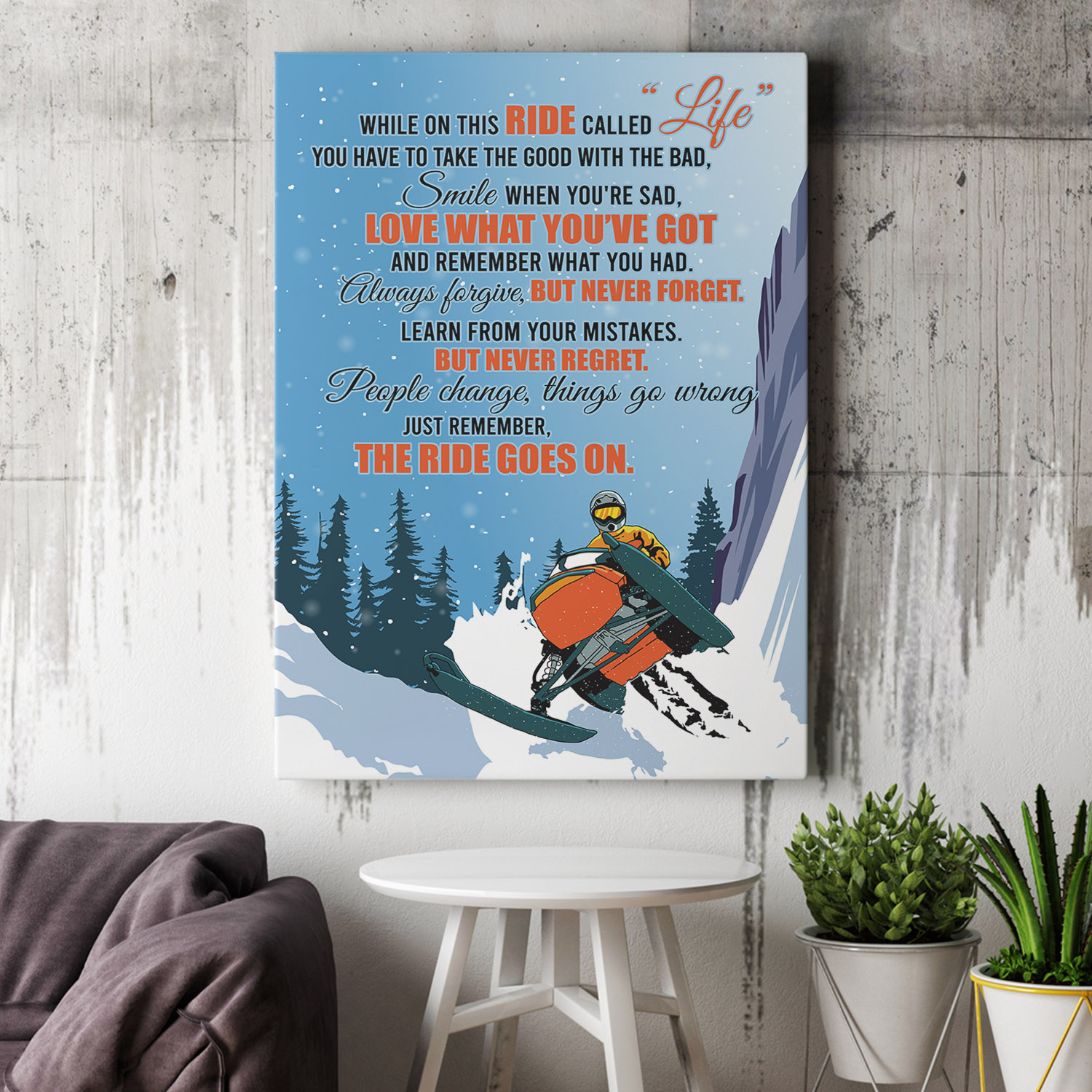 4VT. While On This Ride Snowmobile Snocross canvas mockup