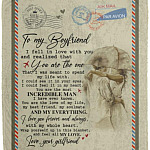 To My Boyfriend I Fell In Love With Blanket, White, Cozy Plush Fleece Blanket - 50x60