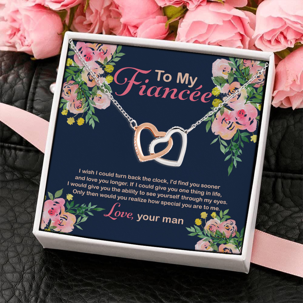 9VT. To My Fiancee Turn Back The Clock Interlocking Hearts Necklace 4