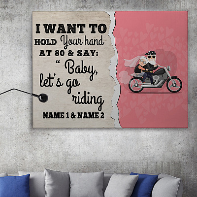 Alternative view of Personalized I Want To Hold Your Hand At 80 And Say Baby Let’s Go Riding Canvas Prints – Unframed Poster