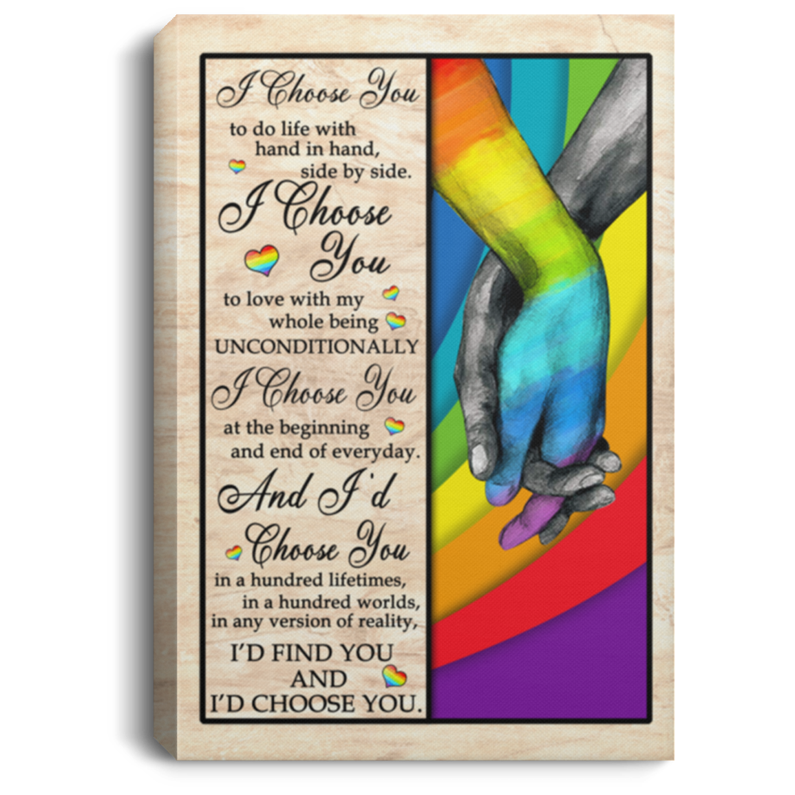 I Choose You to Do Life With Hand In Hand Side By Side LGBT Anniversary Gifts Framed Canvas - Unframed Poster, White, 0.75'' Framed Canvas I Choose You to Do Life With Hand In Hand Side By Side LGBT Anniversary Gifts Framed Canvas - Unframed Poster, White, 0.75'' Framed Canvas