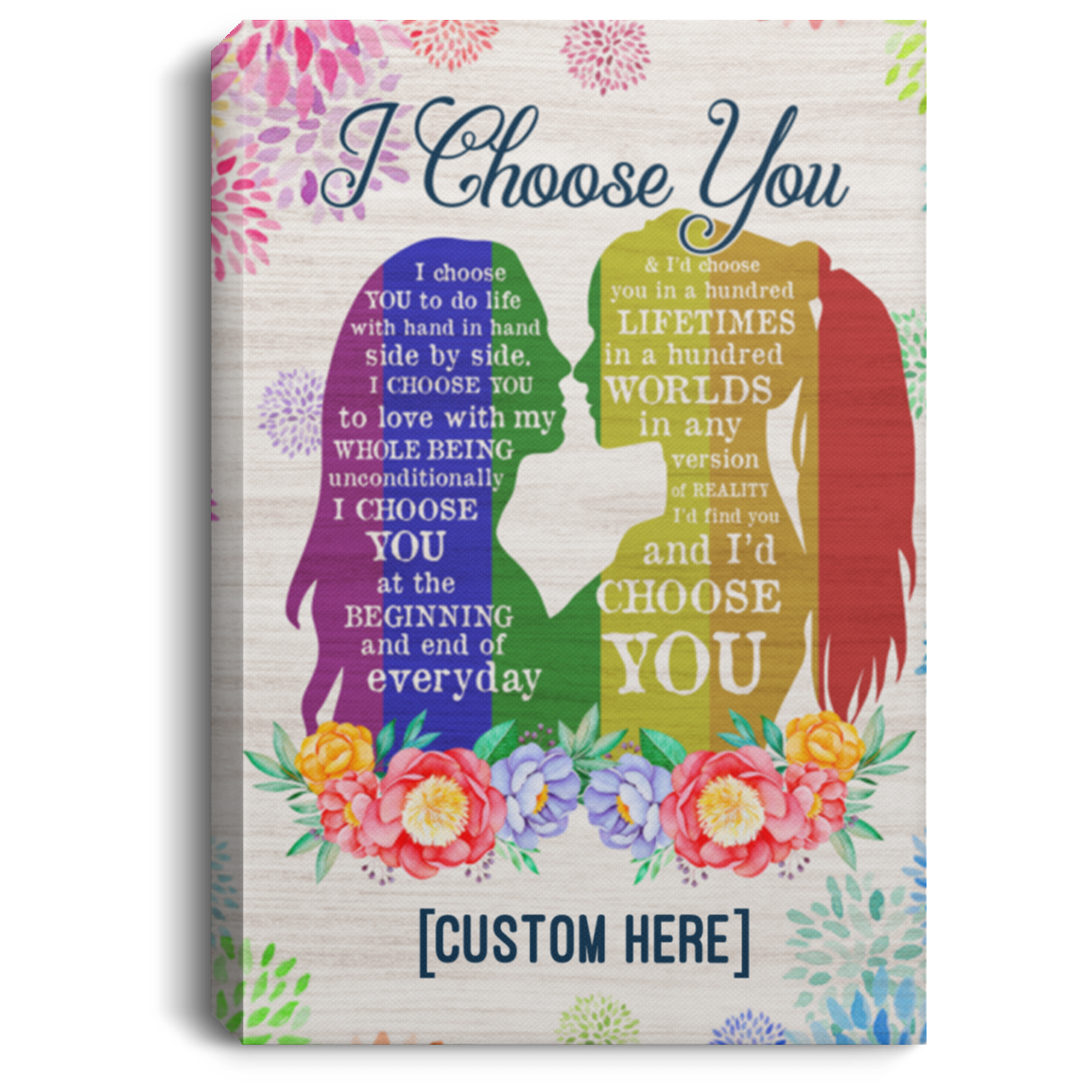 Personalized I Choose You To Do Life With Hand In Hand LGBT Lesbian Pride Framed Canvas Prints - Unframed Poster, White, 0.75'' Framed Canvas Personalized I Choose You To Do Life With Hand In Hand LGBT Lesbian Pride Framed Canvas Prints - Unframed Poster, White, 0.75'' Framed Canvas