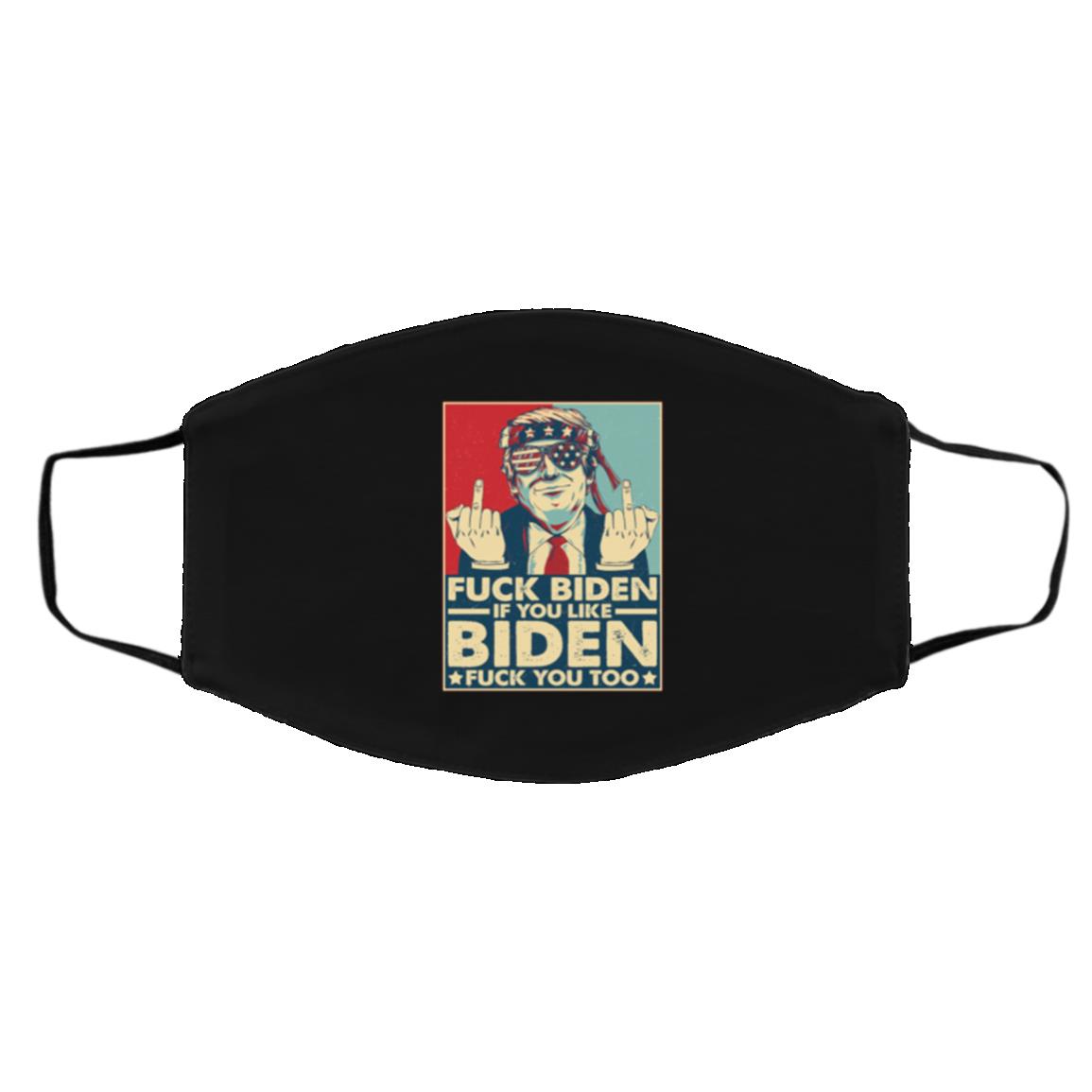 Trump Middle Finger, Black, Cloth Face Cover – Medium/Large