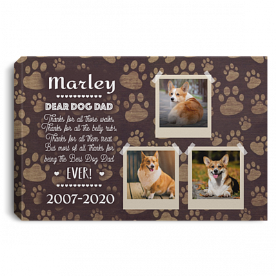 Custom Photo Dog Dad Memorial Gallery Wrapped Framed Canvas Prints - Unframed Poster - Home Decor Wall Art, White, 0.75'' Framed Canvas