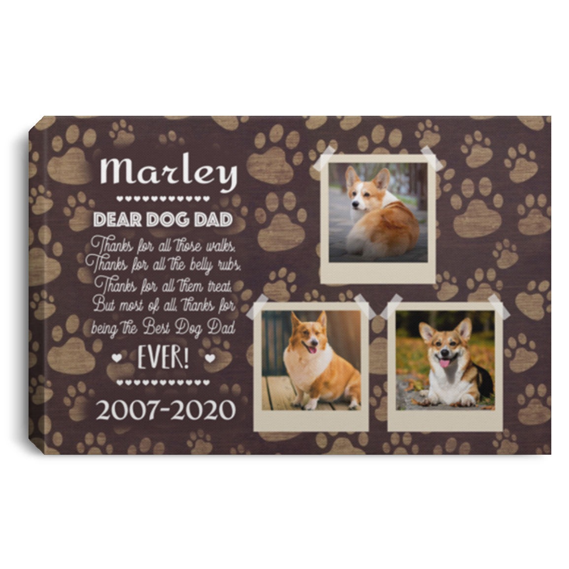 Custom Photo Dog Dad Memorial Gallery Wrapped Framed Canvas Prints - Unframed Poster - Home Decor Wall Art, White, 0.75'' Framed Canvas Custom Photo Dog Dad Memorial Gallery Wrapped Framed Canvas Prints - Unframed Poster - Home Decor Wall Art, White, 0.75'' Framed Canvas