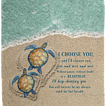 Turtles Sea I Choose You To Do Life With Hand I Hand Side By Side Husband Wife Fleece Blanket - Mink Sherpa Blanket, White, Cozy Plush Fleece Blanket - 50x60