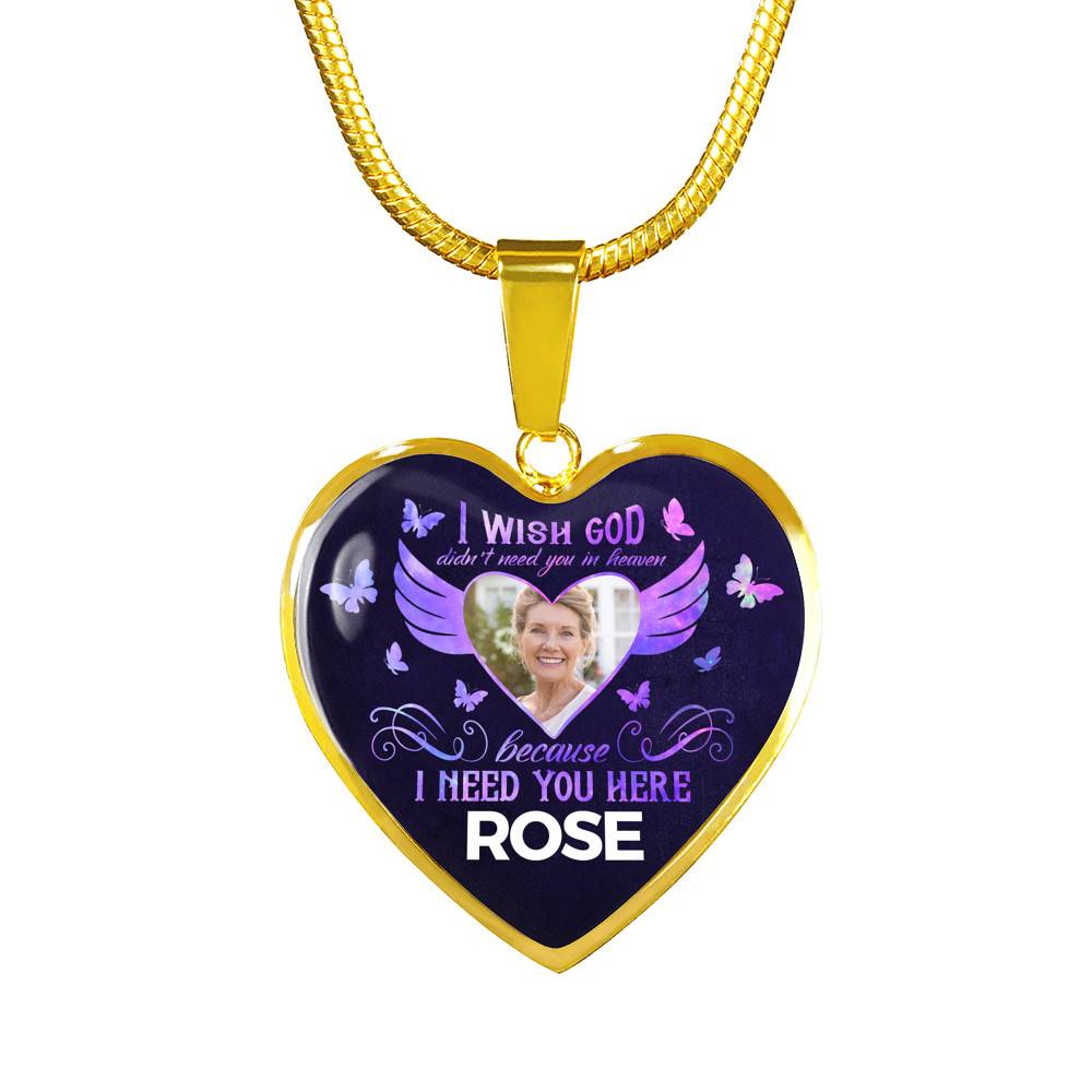 Custom Photo God Wants You I Need You Here with Me in Loving Memory Sayings Heart Pendant Necklace - Heart Luxury Necklace (Gold Plated) Custom Photo God Wants You I Need You Here with Me in Loving Memory Sayings Heart Pendant Necklace - Heart Luxury Necklace (Gold Plated)