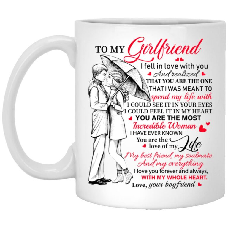 To My Girlfriend I Fell In Love, White, 11 oz. White Mug