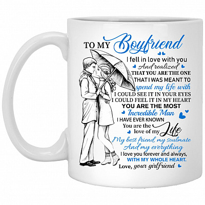 To My Boyfriend I Fell In Love With You, White, 11 oz. White Mug