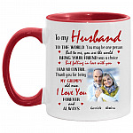 Personalized Photo To My Husband, White/Red, 11 oz. Accent Mug Personalized Photo To My Husband, White/Red, 11 oz. Accent Mug