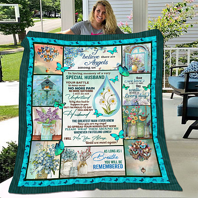 Alternative view of In Loving Memory Of A Very Special Husband Your Battle Is Now Over Fleece Blanket - My Angel Husband Blanket