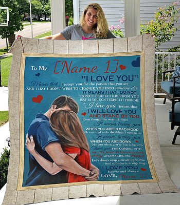 Alternative view of Personalized Custom To My Girlfriend I Love You Means That I Accept You For The Person Fleece - Mink Sherpa Blanket