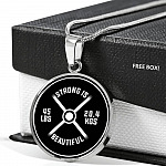 Strong Is Beautiful Funny Fitness Weightlifting Luxury Circle Pendant Necklace - Funny Fitness Gifts Necklace - Circle Luxury Necklace (Silver)