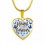 In My Heart Is Where I'll Keep You Forever Butterfly Feather Memorial Luxury Heart Pendant Necklace - Heart Luxury Necklace (Gold Plated)