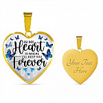 In My Heart Is Where I'll Keep You Forever Butterfly Feather Memorial Luxury Heart Pendant Necklace - Heart Luxury Necklace (Gold Plated)