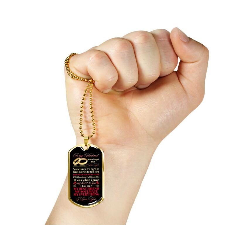 To My Husband Sometimes It's Hard To Find Words To Tell you How Much I Love You Dog Tag Pendant Necklace - Dog Tag (Gold Plated)