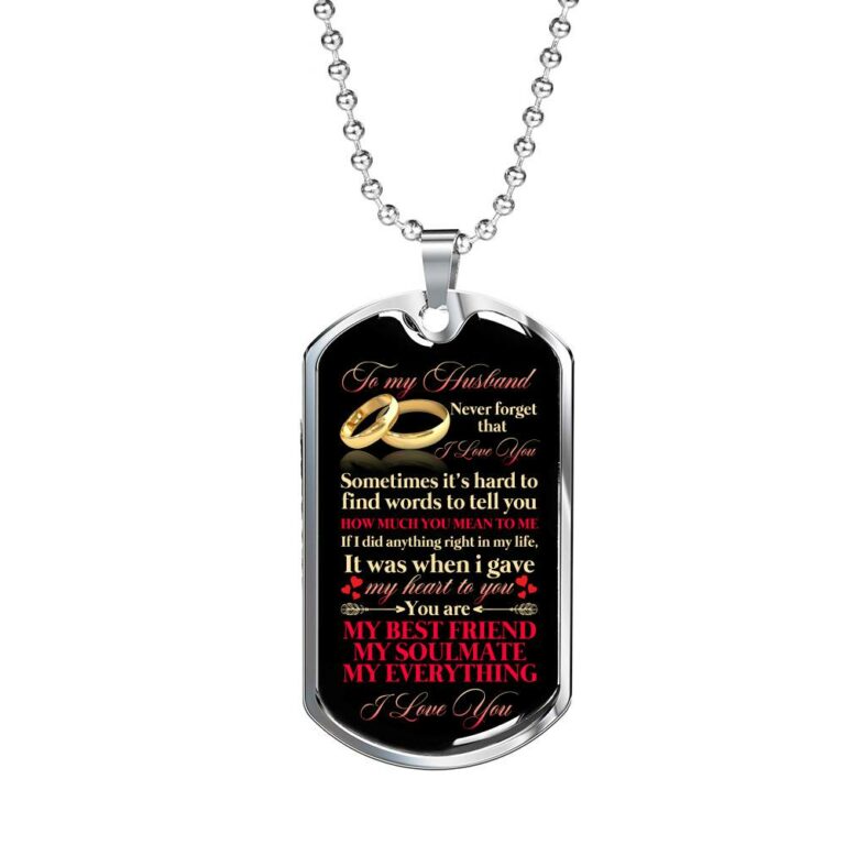 To My Husband Sometimes It's Hard To Find Words To Tell you How Much I Love You Dog Tag Pendant Necklace - Dog Tag (Silver)
