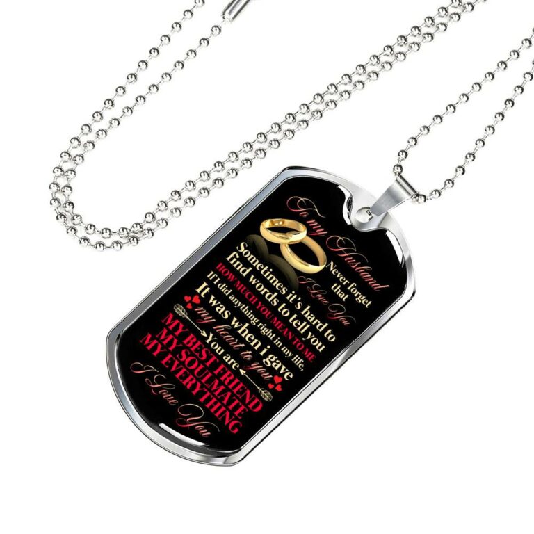 To My Husband Sometimes It's Hard To Find Words To Tell you How Much I Love You Dog Tag Pendant Necklace - Dog Tag (Silver)